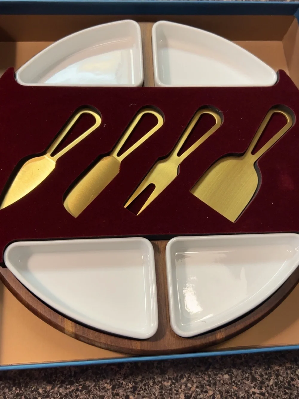 Gold Cheese Serving Set with White Dishes - Home Dining